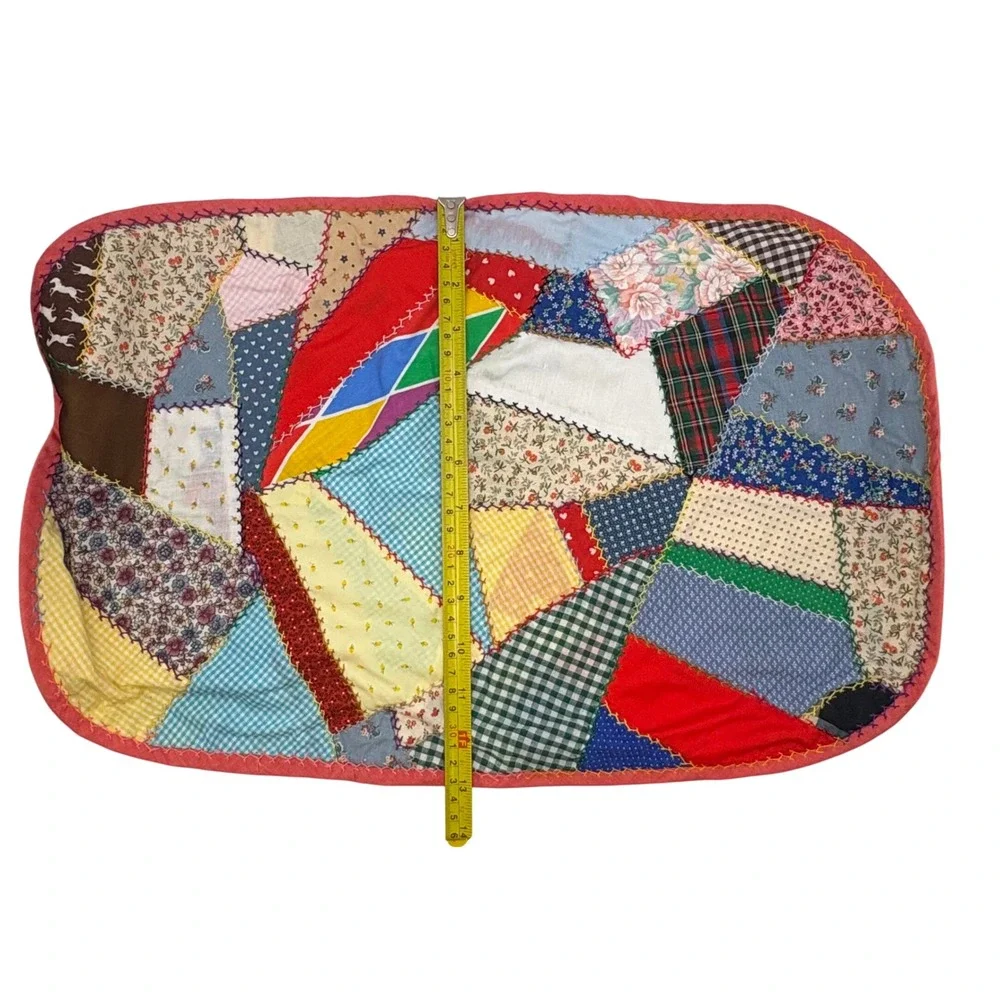 Vtg Scrappy Patchwork Quilted Placemats Set of 6 Boho Cottagecore Calico Gingham